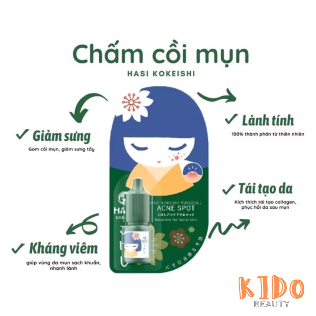 Serum chấm còi mụn HASI KOKESHI PUREDOLL ACNE SPOT dành cho‎ da‎ mụn