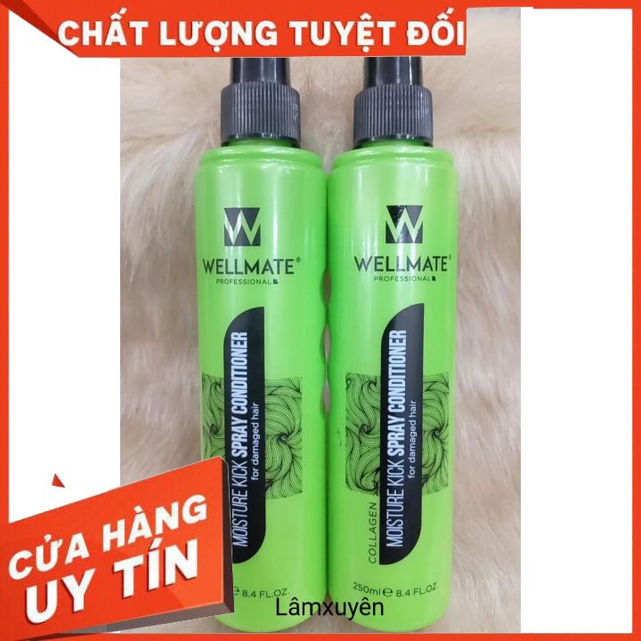 Sữa Xịt dưỡng tóc  WELLMATE MOISTURE KICK SPRAY CONDITIONNER 250ML  nuôi dưỡng tóc khỏe.,cải thiện, phục hồi
