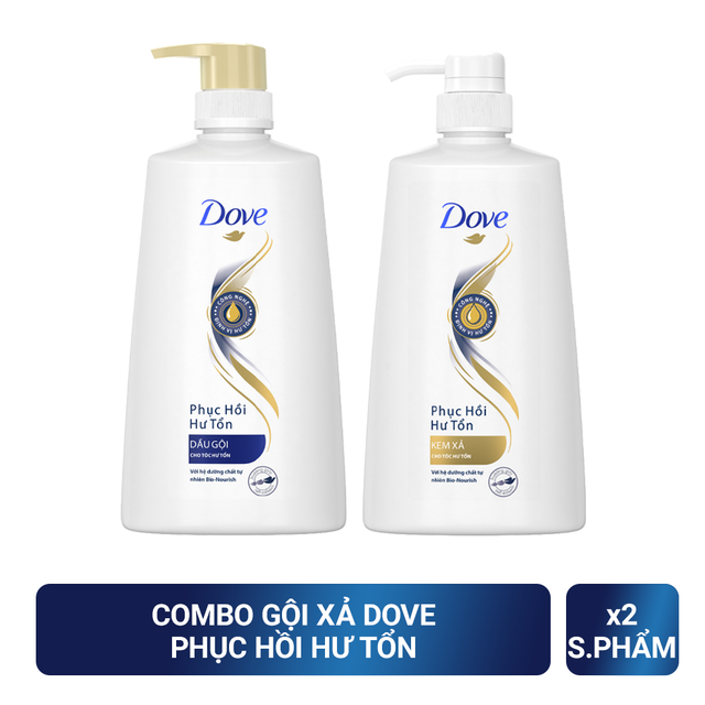 Bộ sản phẩm Dove Phục Hồi Hư Tổn dầu gội 640g + kem xả 610g | BigBuy360 - bigbuy360.vn