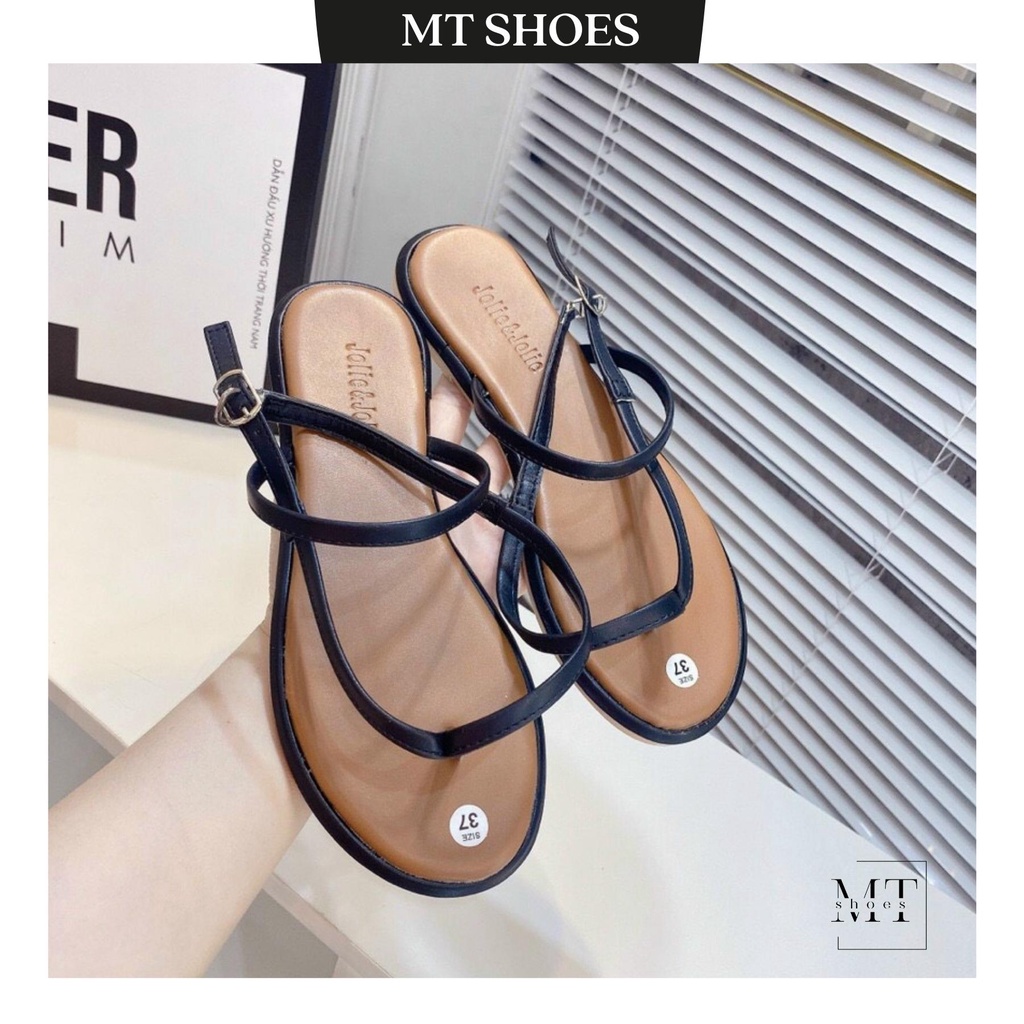 Sandal đế bệt quai kẹp phối màu Basic chất da mềm cực êm kiểu dáng Hot Hit kèm ảnh thật Giày quai hậu nữ