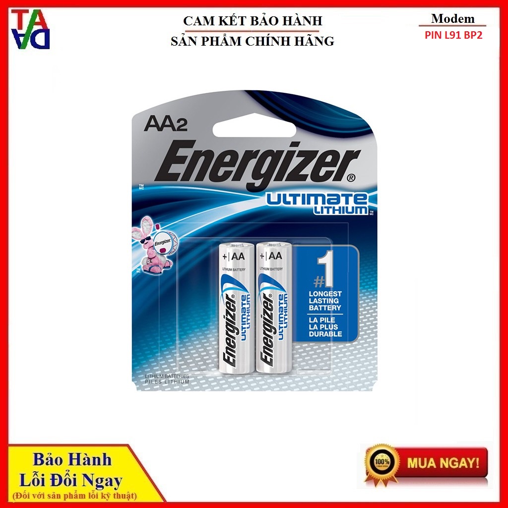 PIN AA ENERGIZER LITHIUM L91 BP2 - HÀNG CHÍNH HÃNG