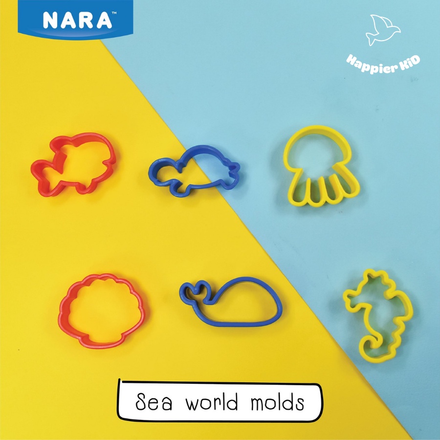 6 khuôn nặn chủ đề động vật biển sea world Nara, đạt tiêu chuẩn châu âu, tặng kèm sách hướng dẫn