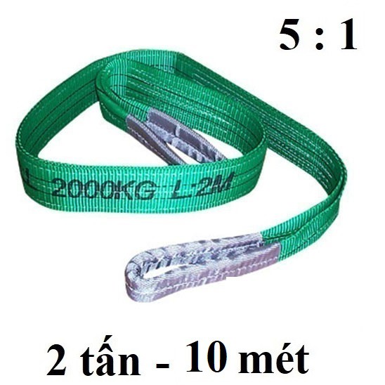 Dây cáp vải cẩu hàng 2 Tấn - bản 50mm - Hệ số 5:1 - 10 Mét