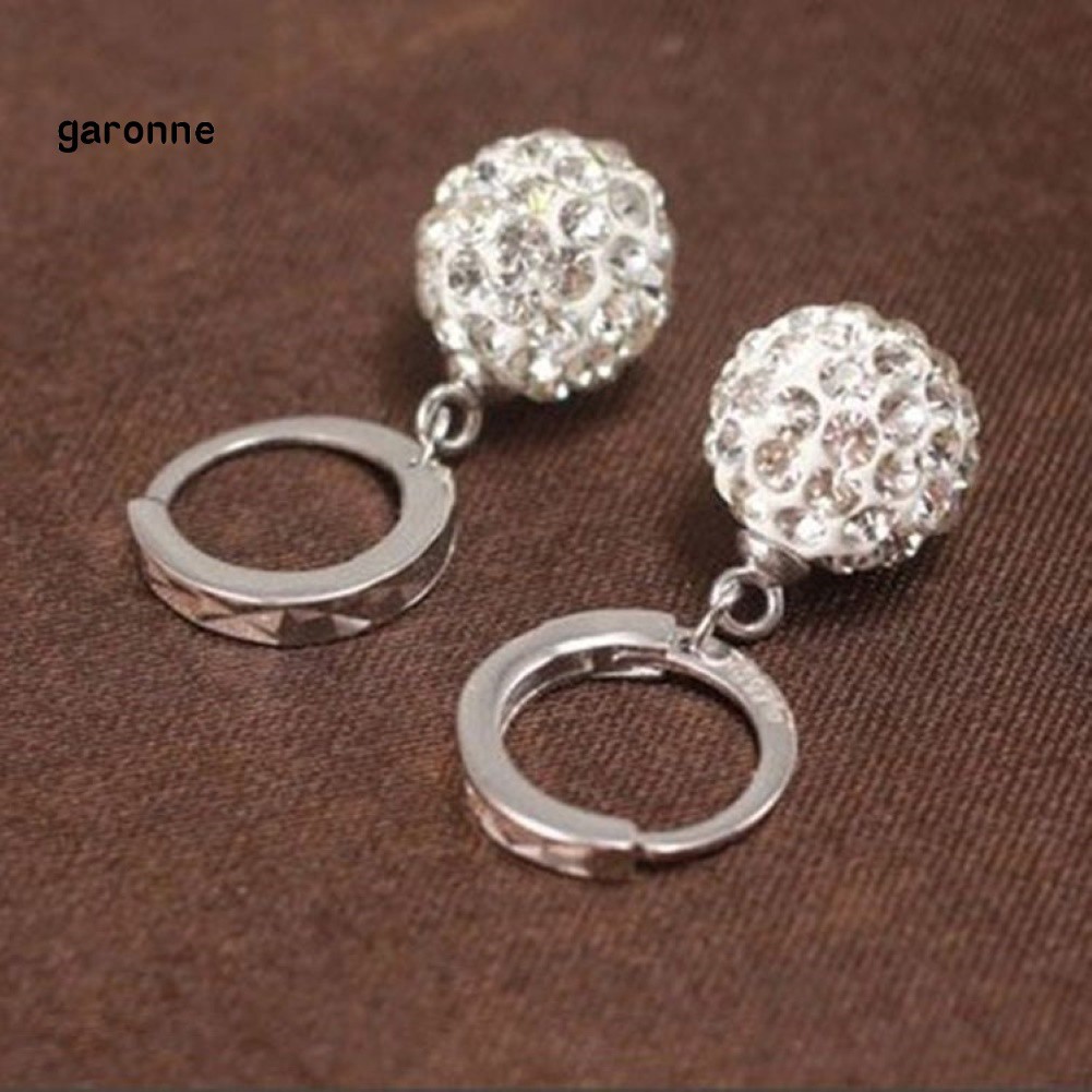 GA_Fashion Charming Rhinestones Round Ball Drop Huggie Earrings Women Jewelry Gift