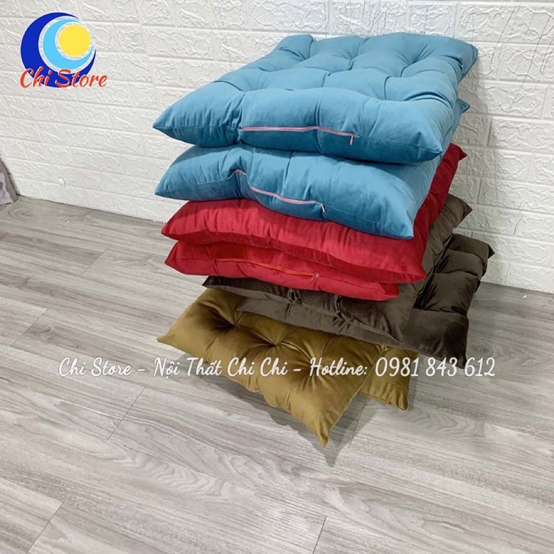 Đệm Ngồi Bệt Vuông 45x45cm, Nệm Ngồi Ghế Vải Nhung Cao Cấp SẴN HÀNG