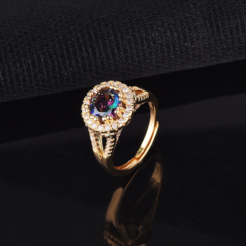pt950 vàng phụ nữ đầy màu sắc laser kim cương nhẫn moissanite nhẫn cưới có thể điều chỉnh đồ trang sức