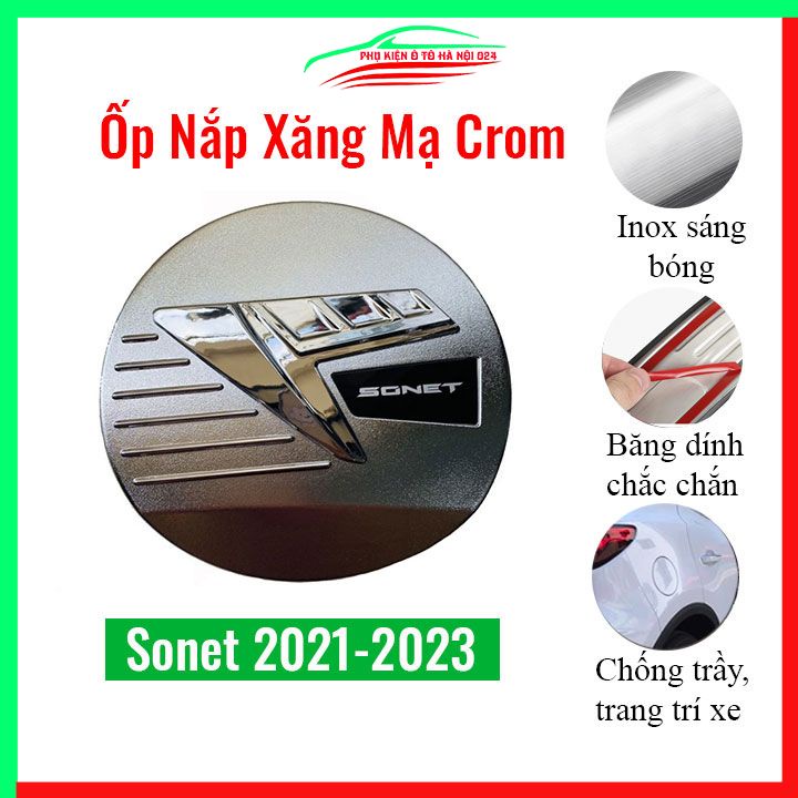 Ốp nắp xăng Sonet 2021-2023 mạ crom bảo vệ chống trầy trang trí ô tô
