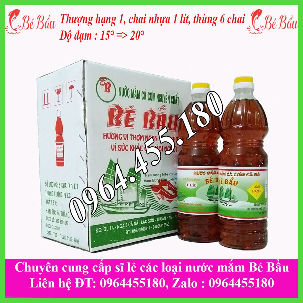 Giá sĩ, Nước mắm Bé Bầu chai nhưa 1 lít (thùng 6 chai)