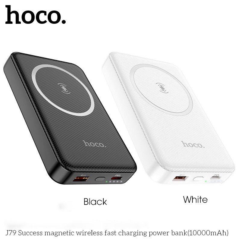 Pin Sạc Dự Phòng Hoco Tích Hợp Sạc Không Dây J79 37Wh Dung Lượng 10000mAh Sạc Nam Châm Từ Tính Có Đèn LED Hiển Thị Nguồn