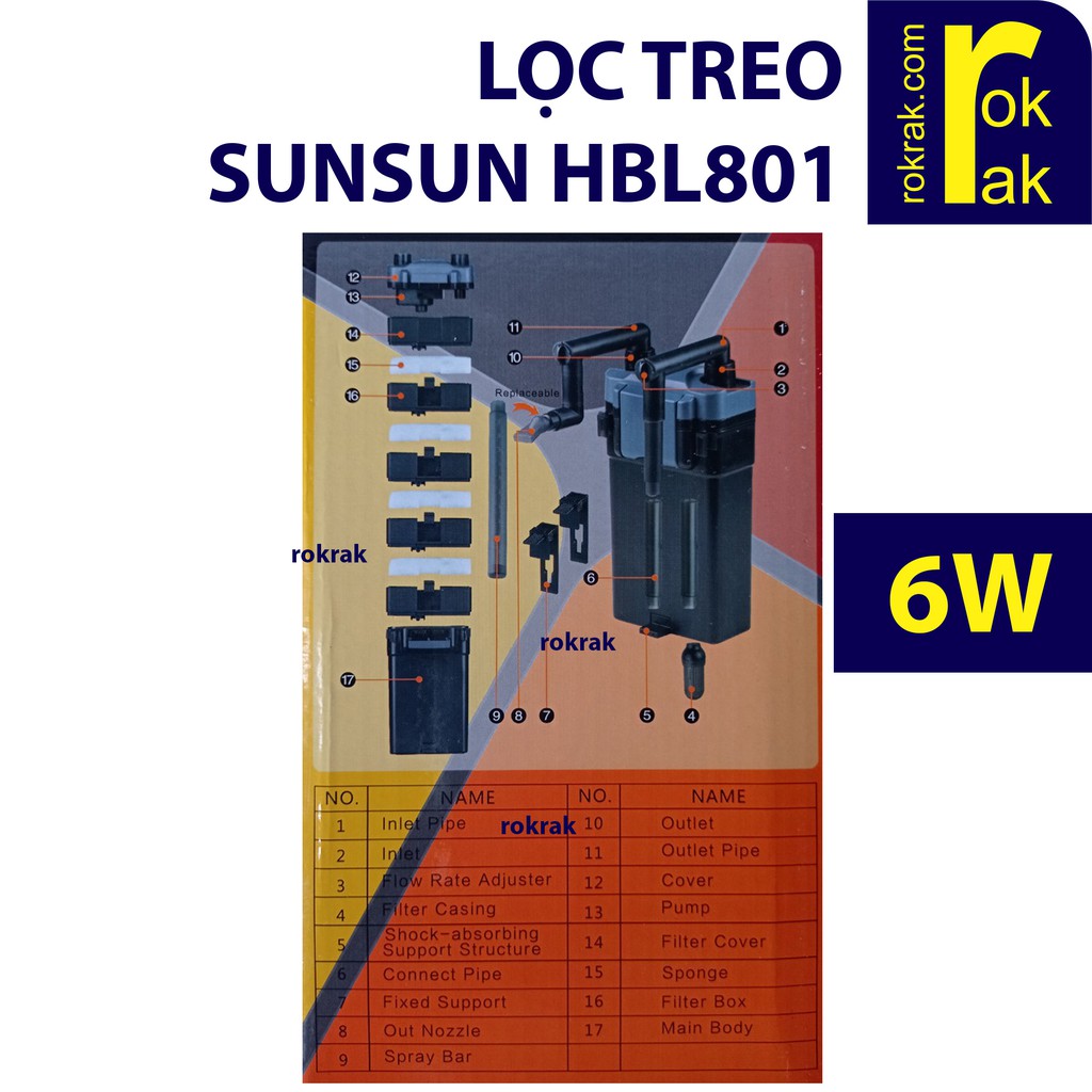 Máy lọc treo bể thủy sinh SunSun HBL-801 nhỏ