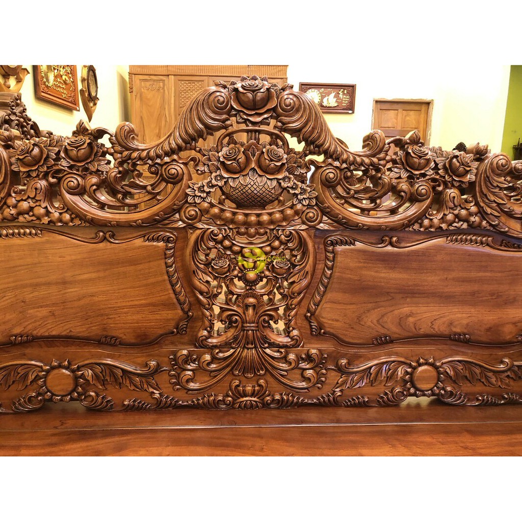 Bộ bàn ghế hoàng gia hoa hồng gỗ cao cấp cổ điển chân 14 , 6 món