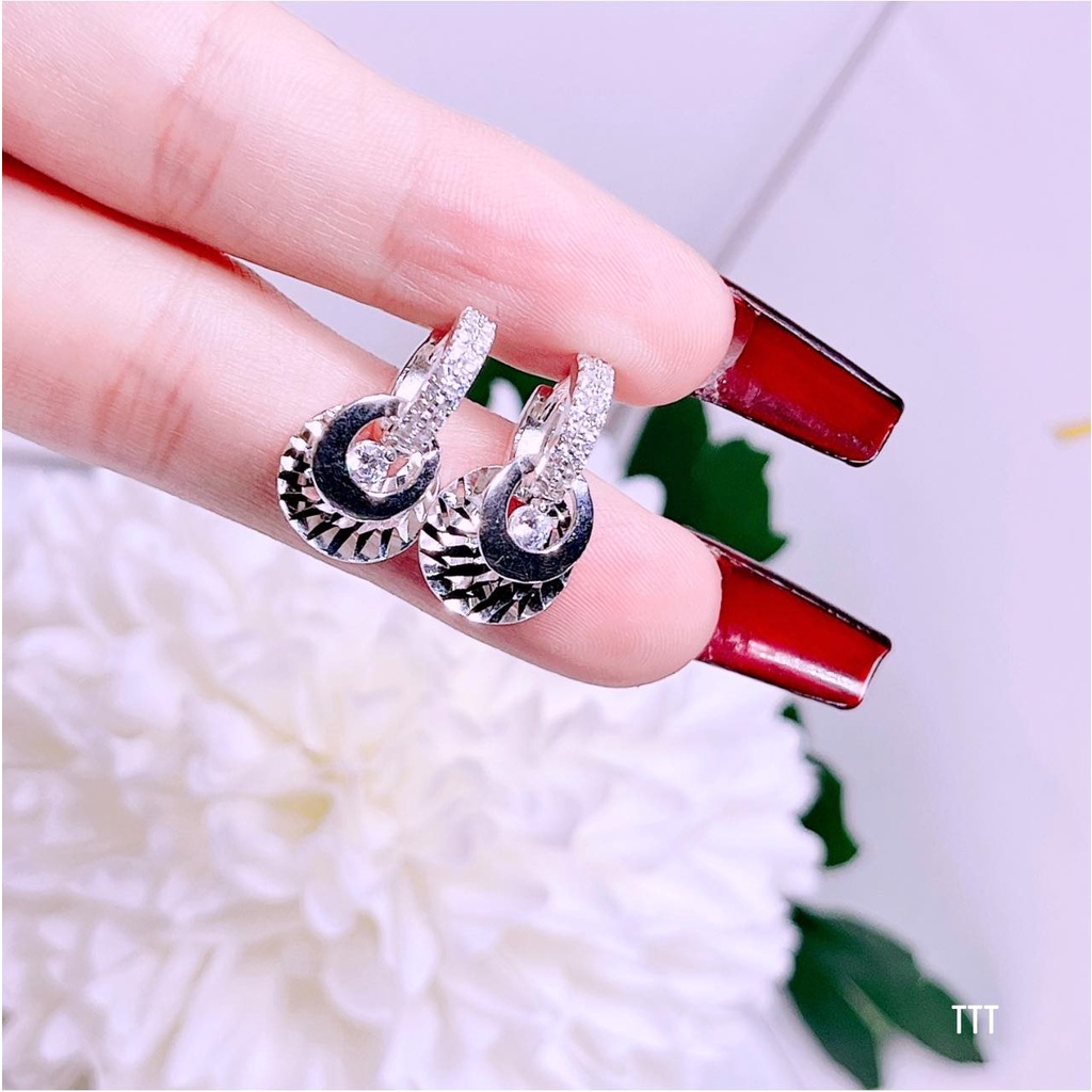 Bông tai khuyên tròn bạc ta 925 nữ sang chảnh nhẹ nhàng xinh xắn,MS085 phụ kiện trang sức,vàng bạc an chi