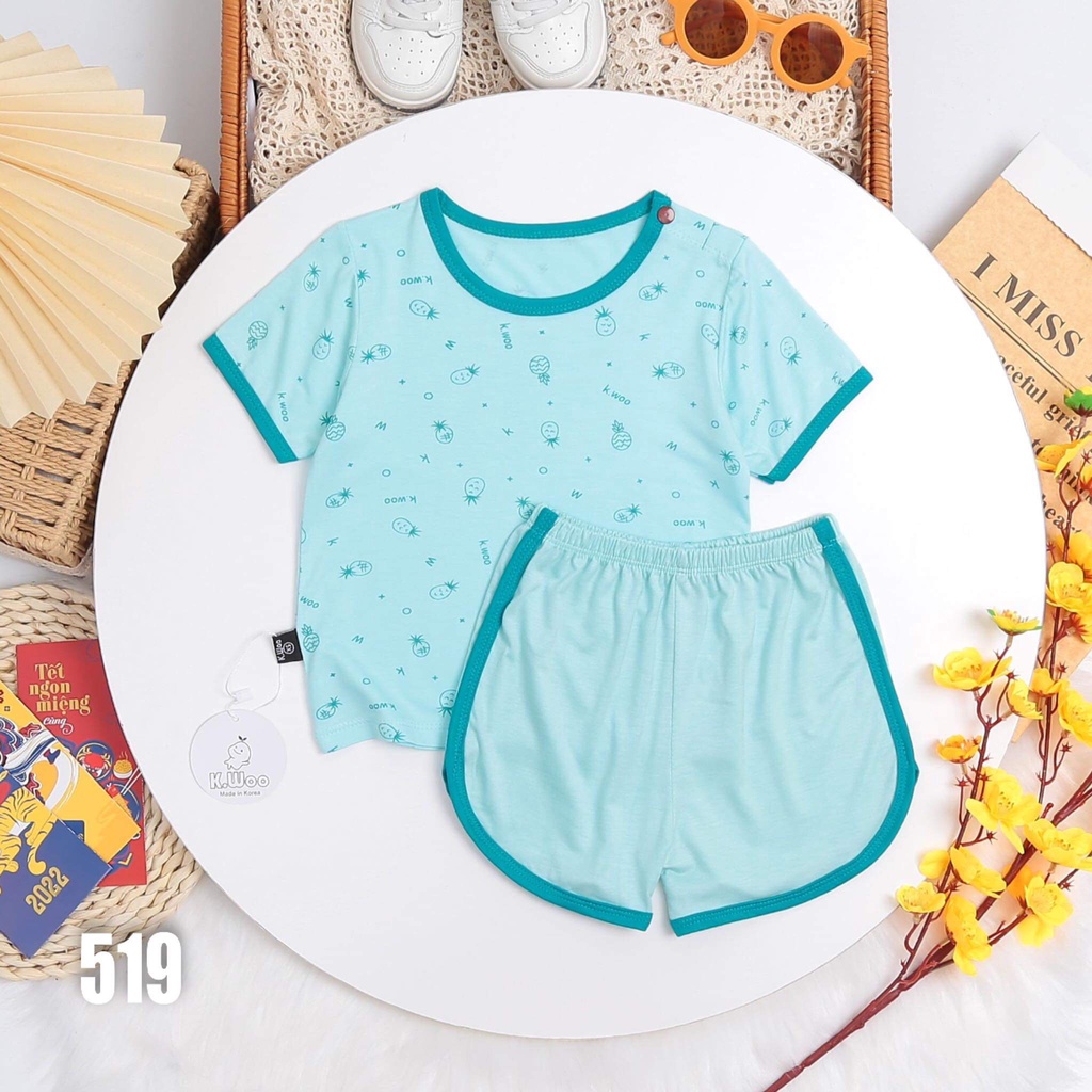 Bộ Ngắn K.WOO In Họa Tiết Siêu Đẹp, Bé Trai-Bé Gái, 7-19KG.
