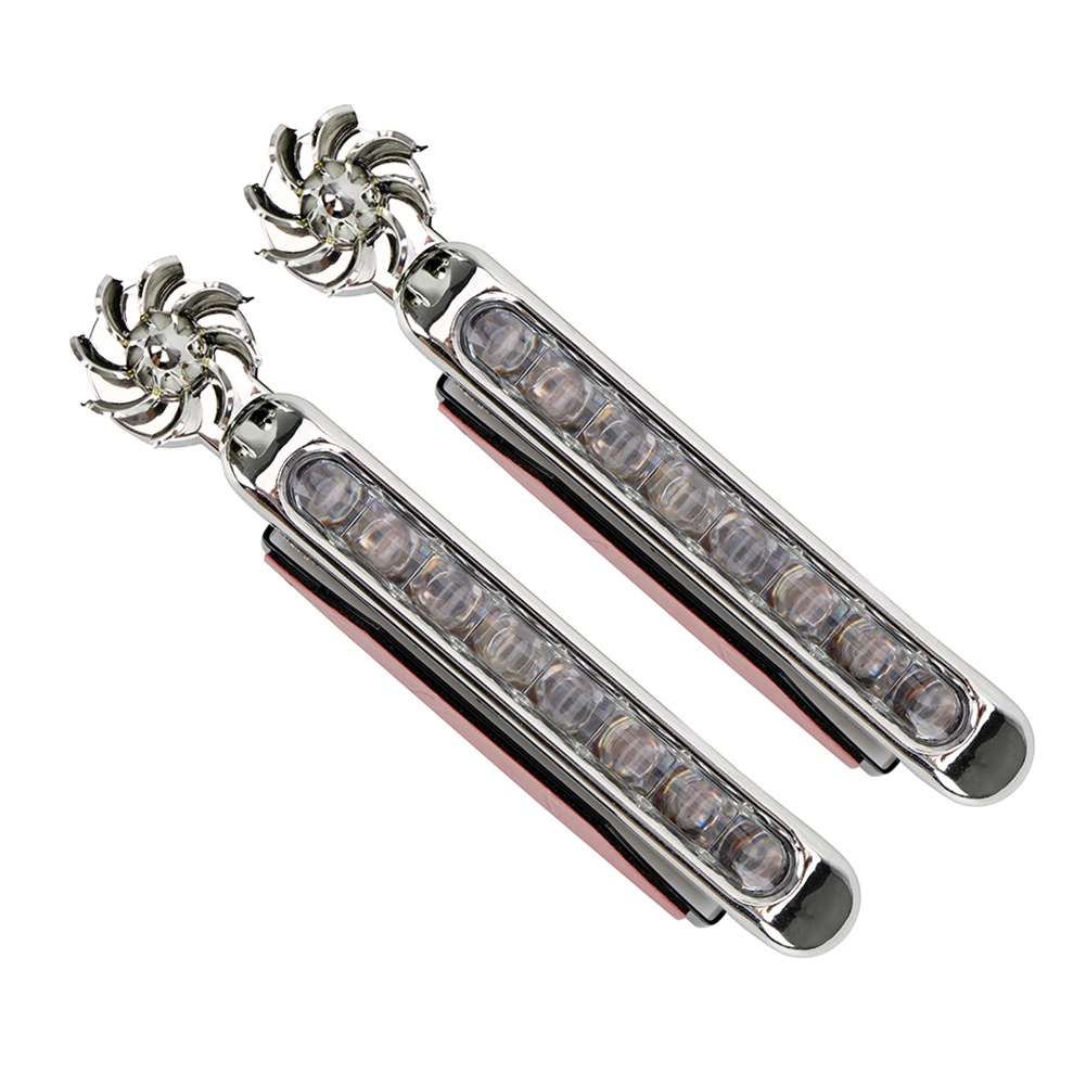 Set 2 đèn LED DRL chạy bằng năng lượng gió kèm quạt xoay dùng trang trí xe hơi