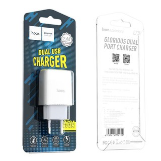 Cốc sạc nhanh 2 cổng 2.4a hoco c73 hàng chính hãng - bảo hành 12t