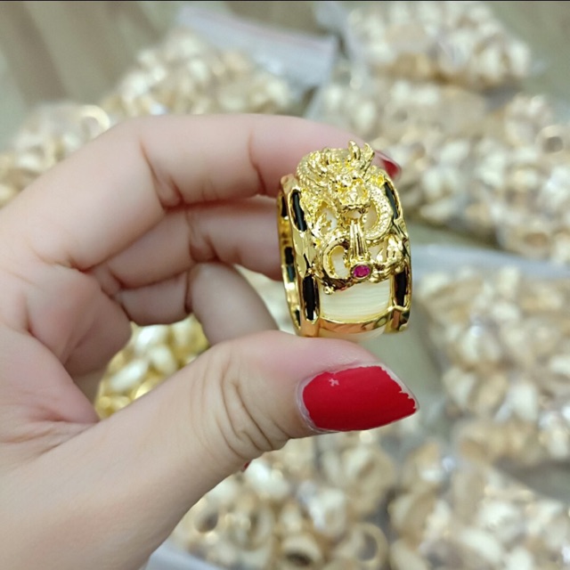 Nhẫn nam ngà rồng dát vàng 18k cao cấp