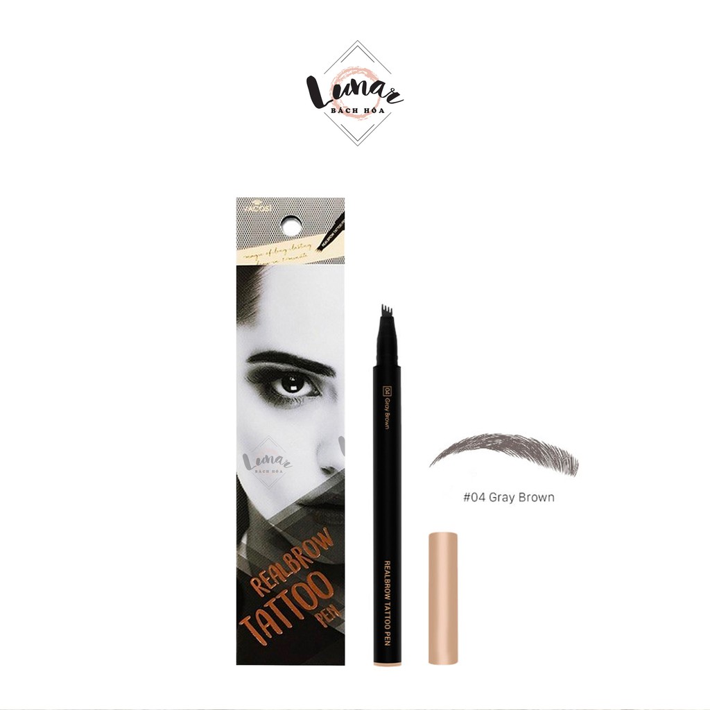 Bút Kẻ Mày Phẩy Sợi Vacosi Nâu Xám VM14 No.04 Natural Real Brow Tattoo