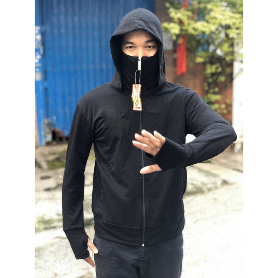 Áo khoác chống nắng nam khóa kéo cao che mặt, áo chống nắng nam vải kim cương thoáng mát