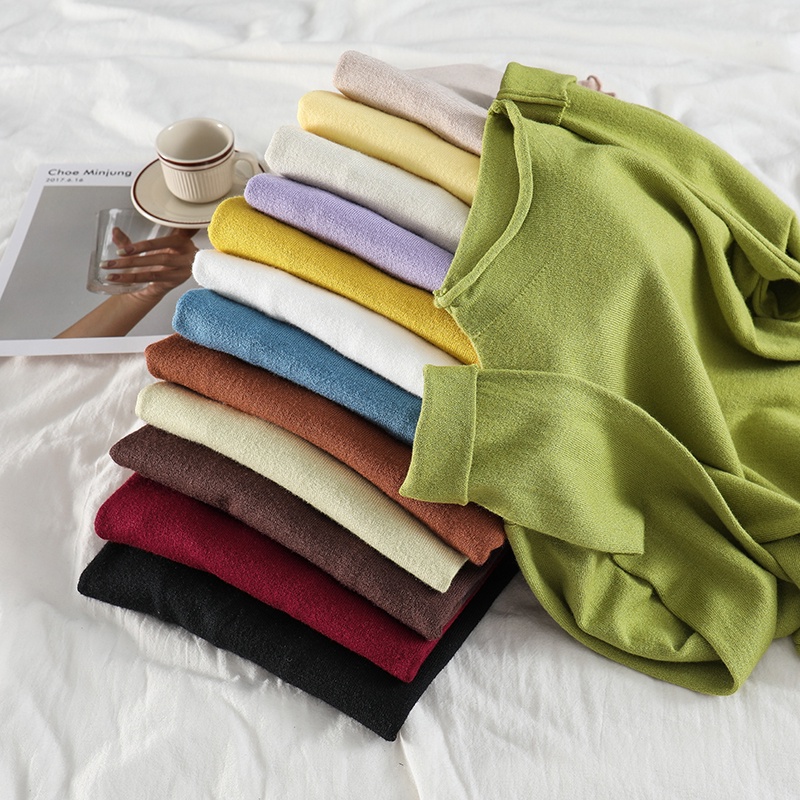 NUZIRO Áo sweater  cổ cao tay dài phong cách đơn giản thời trang dành cho nữ