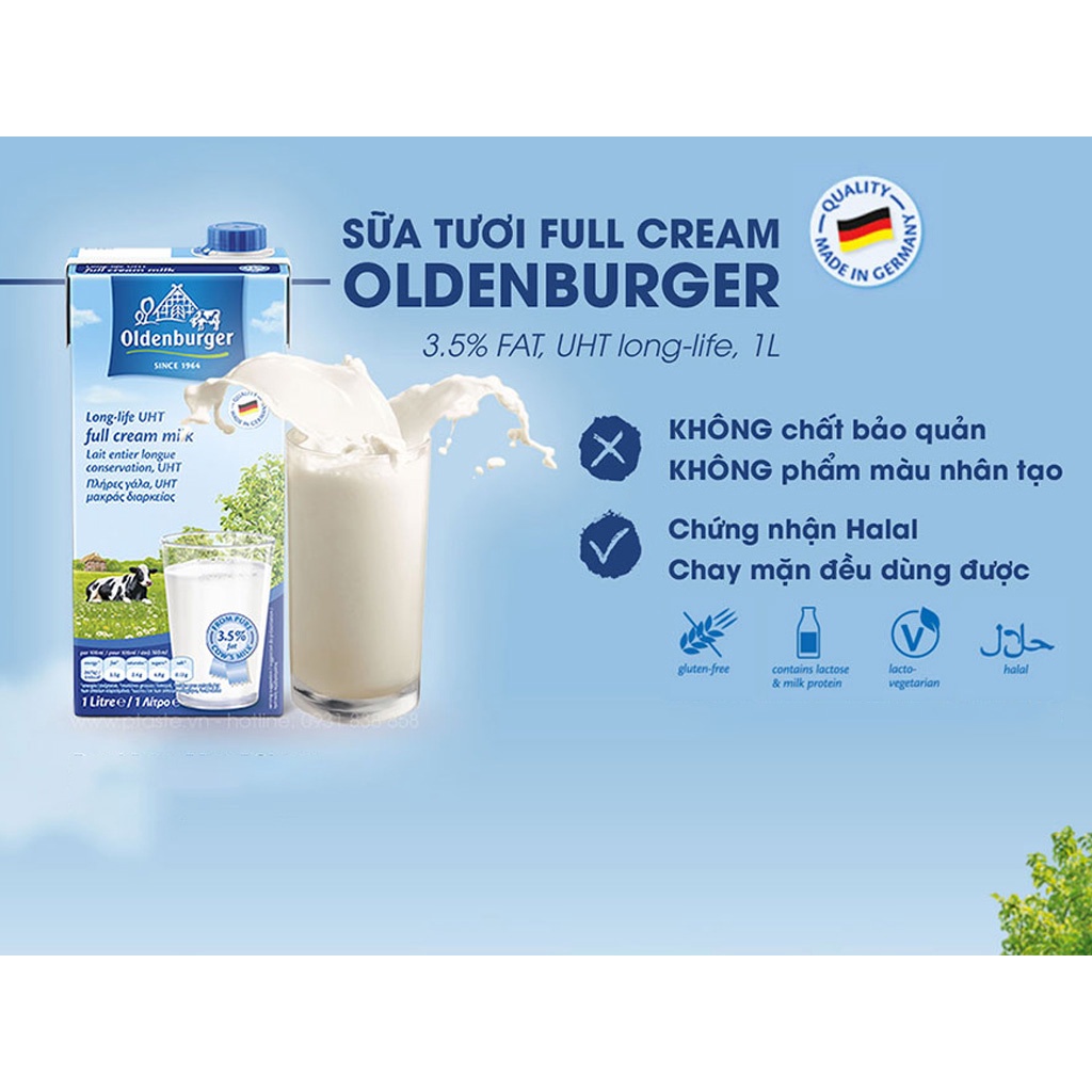 Sữa Oldenburger 1L - Sữa Tươi Nguyên Kem - Sữa Đức