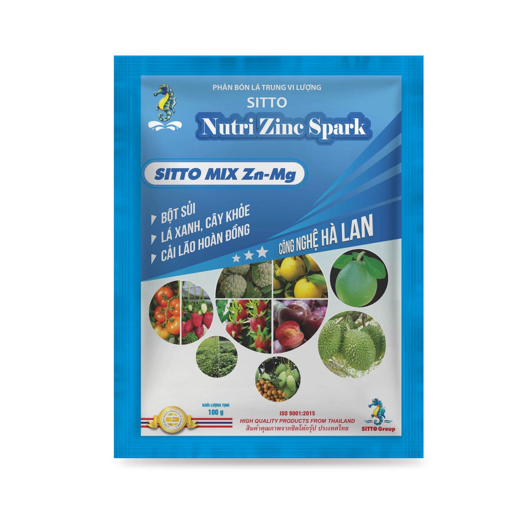 Phân bón lá trung-vi lượng gói 100g Nutri Zinc Spark SITTO MIX Zn-Mg