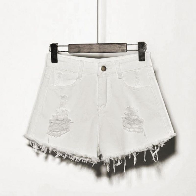 Quần Đùi Nữ Bò Quần Short Nữ Rách Quần Jeans Sọt Denim Lưng Cao Thiết Kế Rách Cá Tính