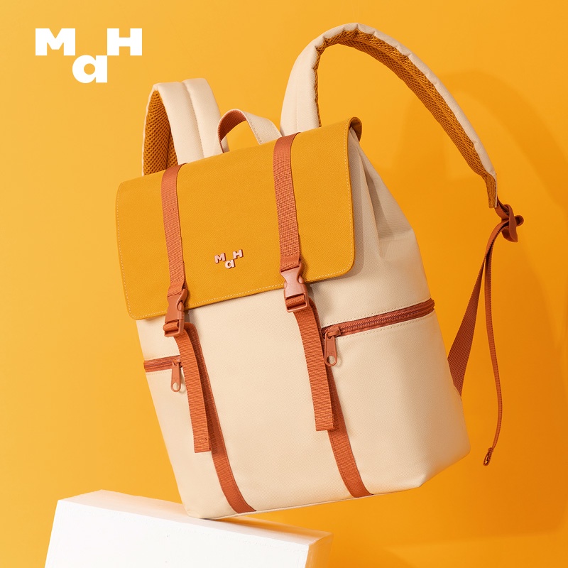 MAH Siro Ba lô nữ màu sắc tương phản Ba lô máy tính xách tay phong cách Anh Túi xách tay đi học