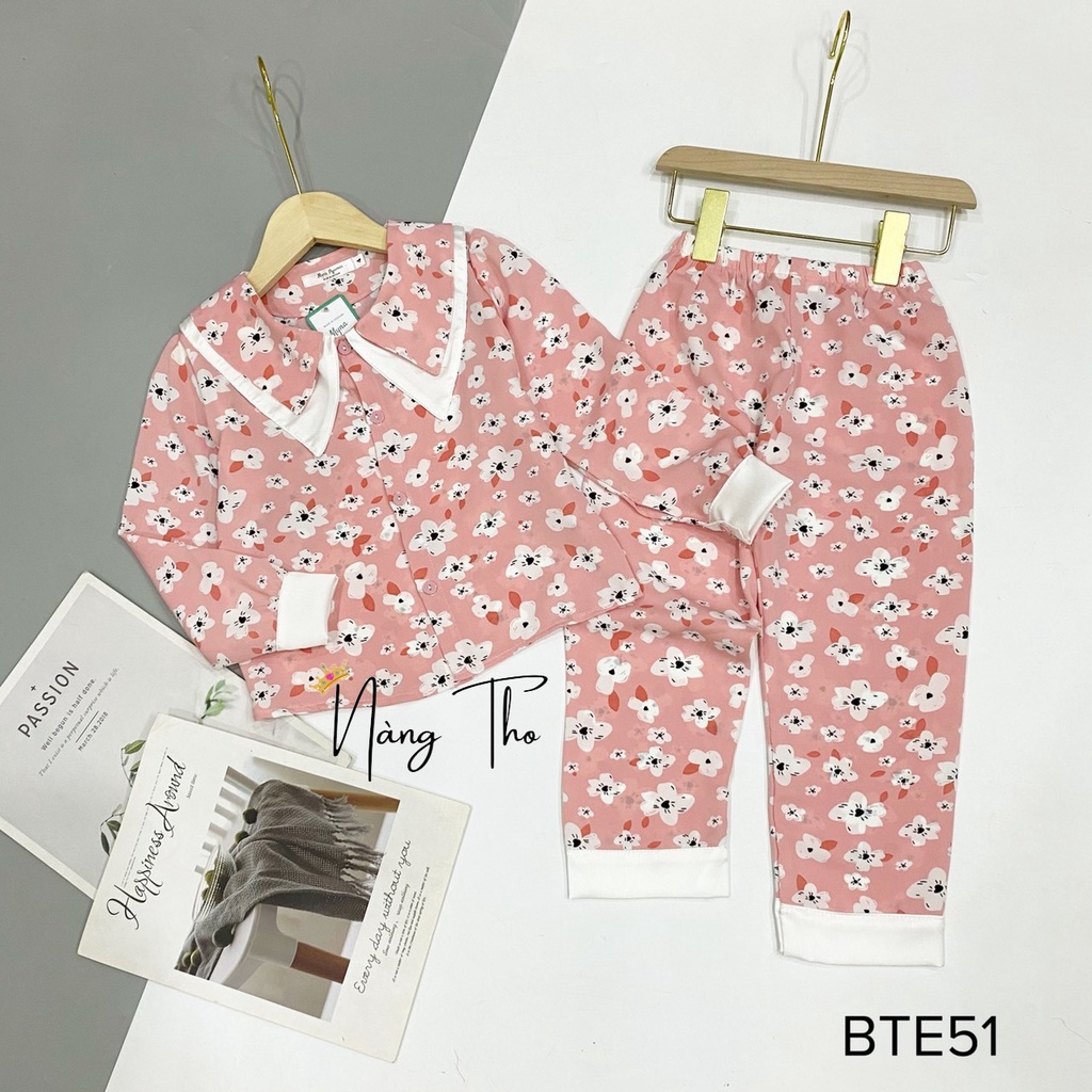 Bộ đồ pijama dài tay cho bé gái từ 1 tuổi đến 14 tuổi dễ thương, bộ pizama lụa mango mềm