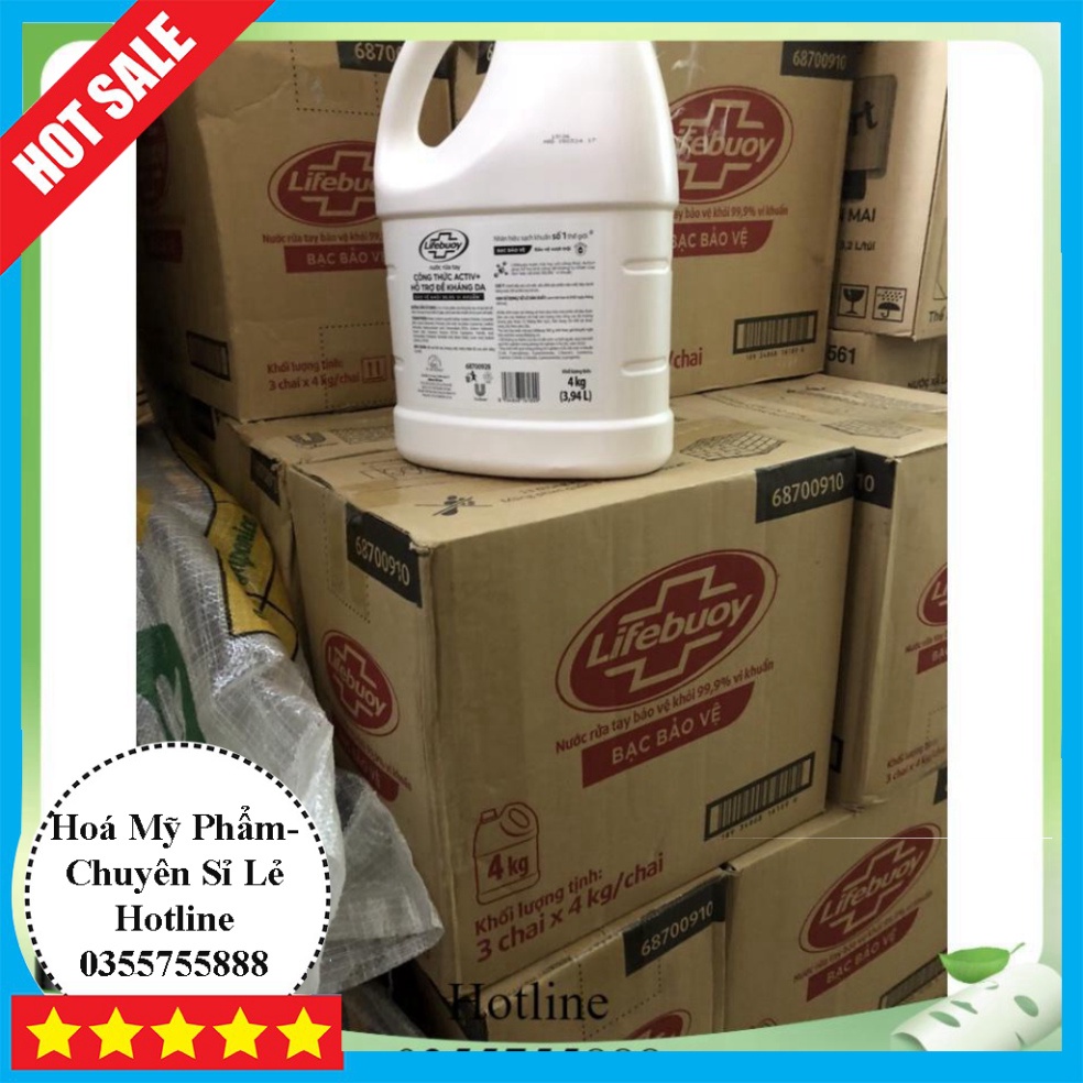Hoả Tốc Nước rửa tay Lifebuoy Bạc che chở Can 4kg, giúp sạch khuẩn và chăm sóc  khỏi 99.9% vi sinh vật tốt hơn hết trên