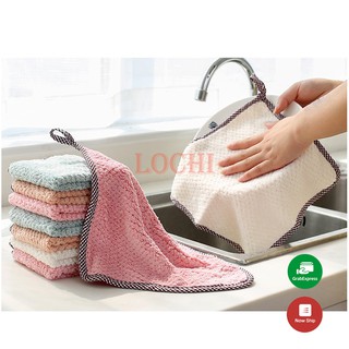 Khăn Lau Bếp Đa Năng Có Móc Treo Siêu Thấm Sạch Lau Tường, Bát Đũa Chống Dầu Mỡ