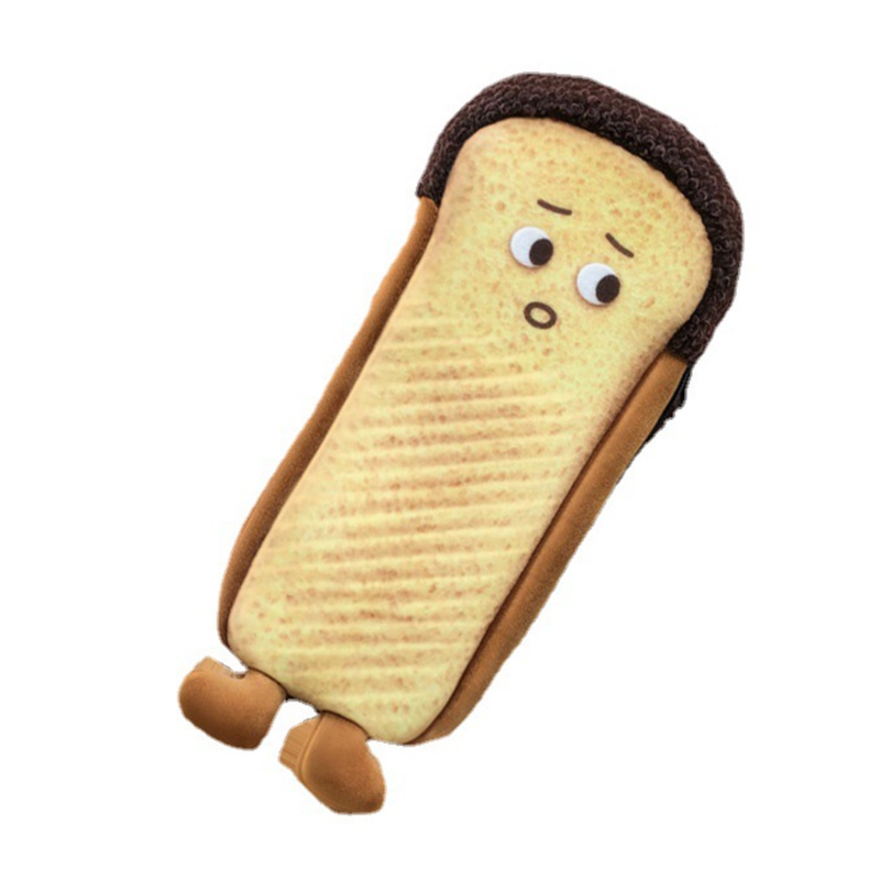 Túi Đựng Bút Hình Bánh Mì Nướng Sáng Tạo Chống Nước Có Khóa Kéo Dùng Khi Đi Du Lịch Ốp
