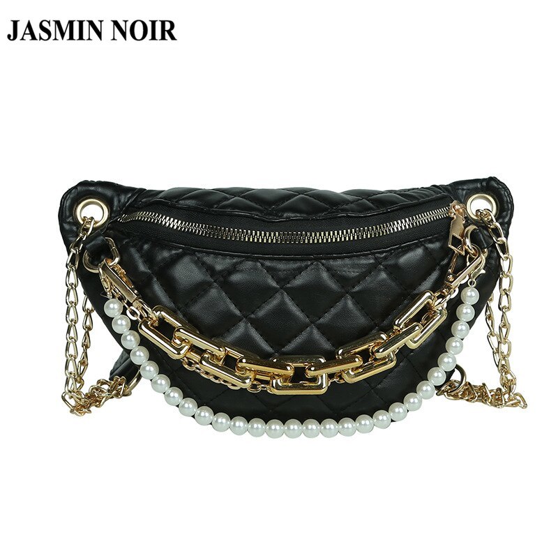 JASMIN NOIR Plaid Quilted Women's Shoulder Bag Fashion Chain Handbag Small Saddle Sling Bag