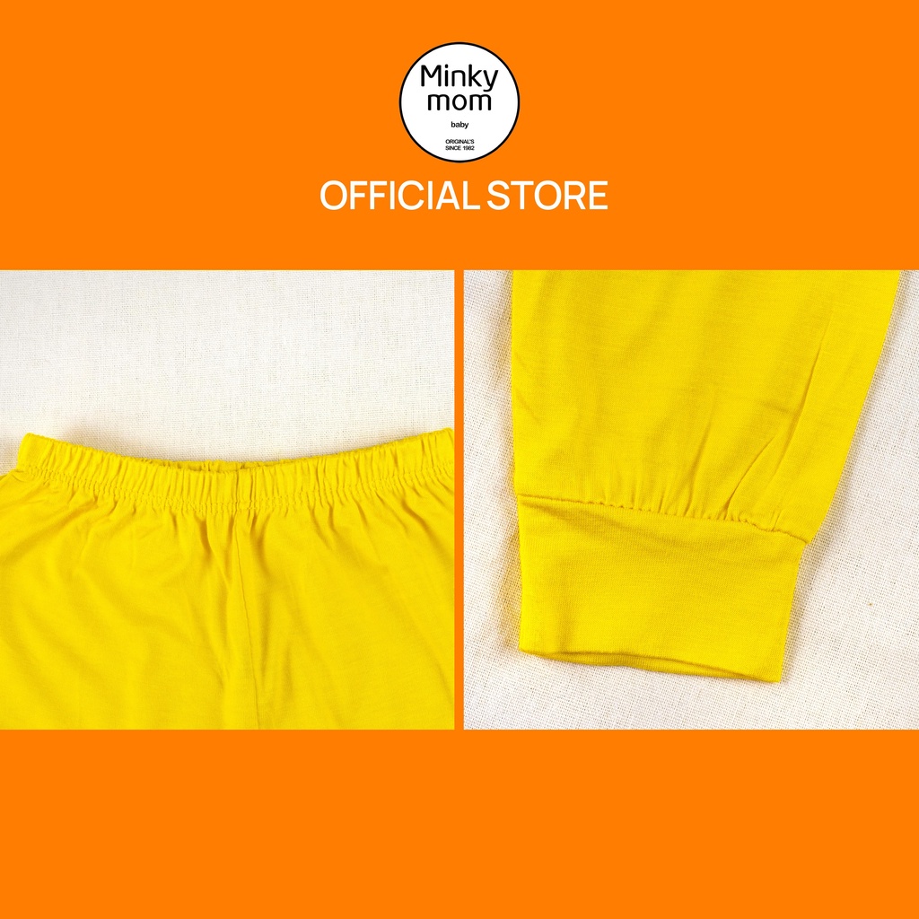 Bộ quần áo dài tay Minky mom trẻ em chất thun lạnh, quần áo trẻ em phối màu cho bé trai bé gái-V01