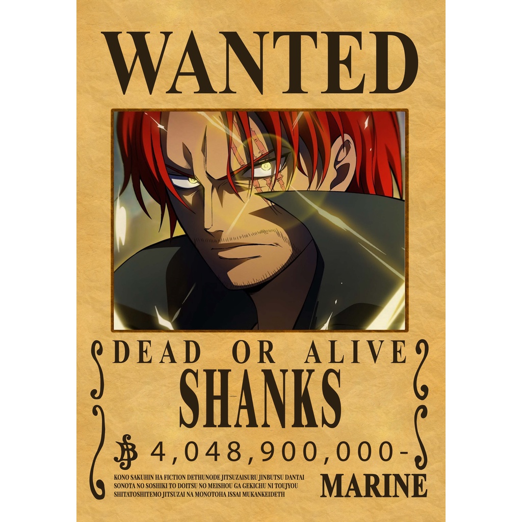 Poster Truy Nã A4 Vua Hải Tặc & Tứ Hoàng One Piece Mới Nhất - Tranh Hoạt Hình One Piece Dùng Trang Trí