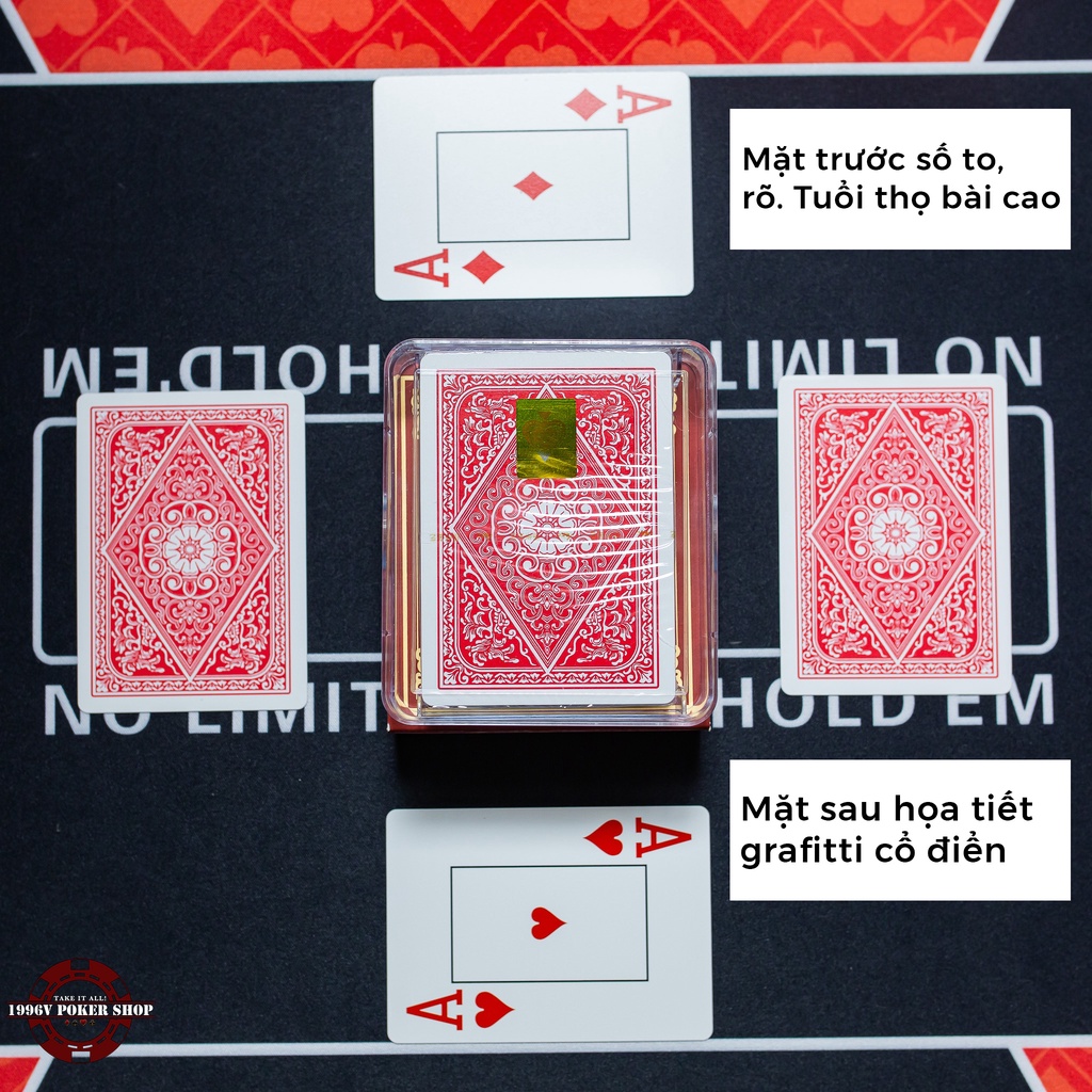 Bài tây nhựa Poker size, bài poker plastic card GYT No 609 số to Jumbo chống nước - 1996V Poker Shop