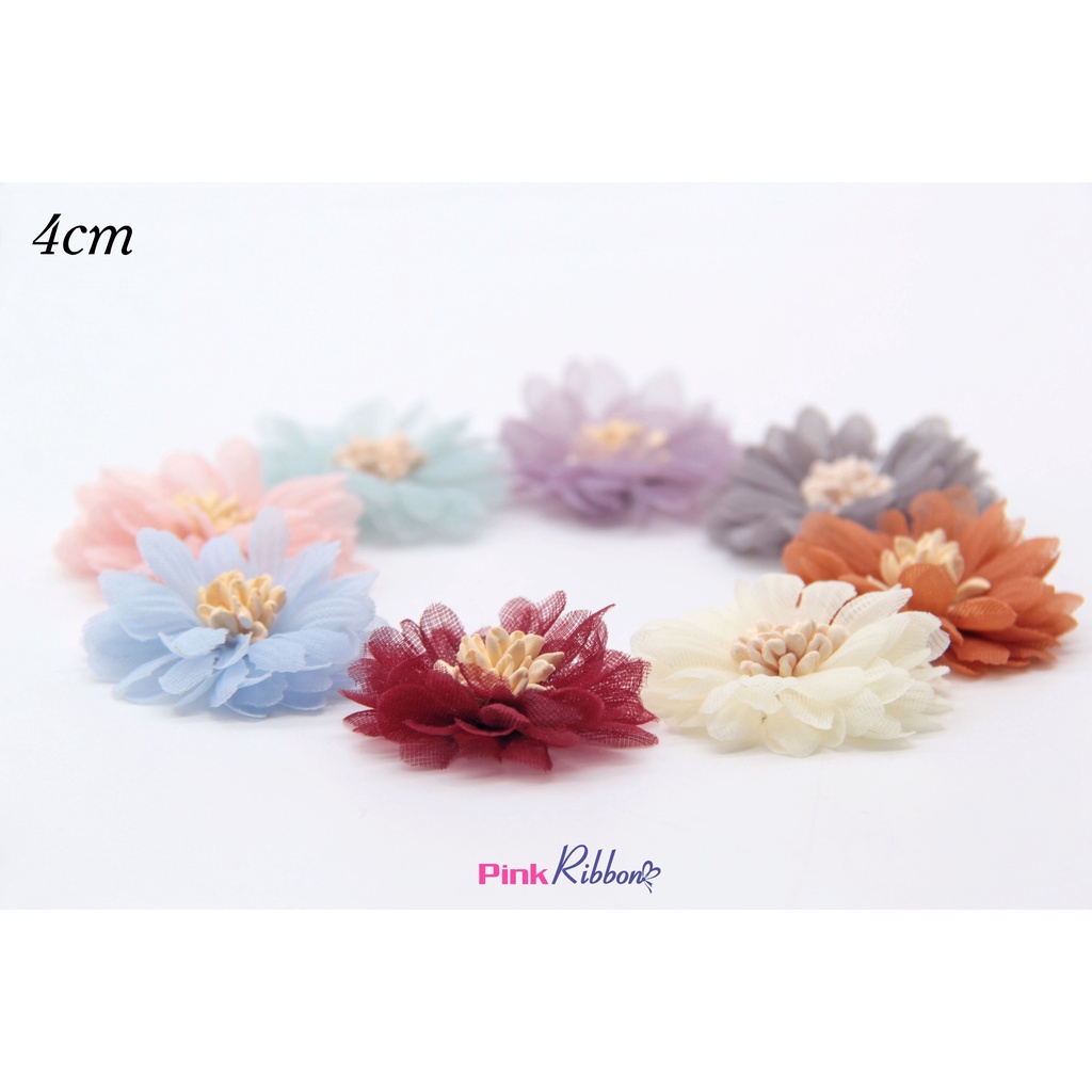 Hoa cúc voan bé cỡ 4cm làm phụ liệu thời trang, may mặc