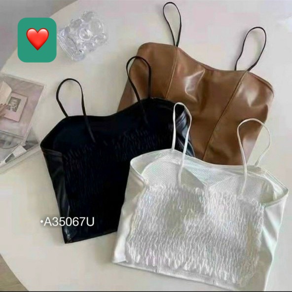 Áo da croptop hai dây cúp ngực chun lưng phong cách sexy siêu hot