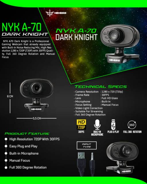 Webcam Nemesis Nyk A70 | BigBuy360 - bigbuy360.vn
