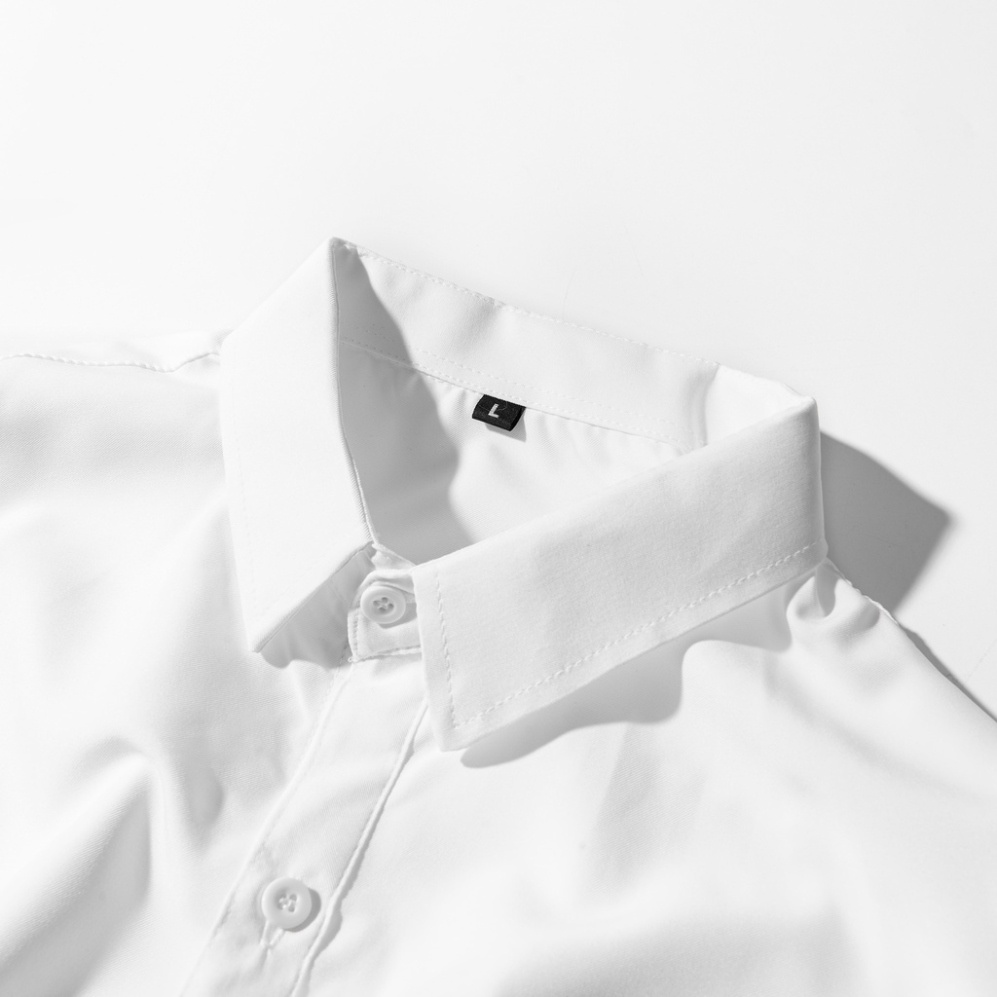 Áo sơmi nam dài tay form rộng Unisex, áo trắng đến lớp vải lụa co và giãn nhẹ phong thái korea (SML)