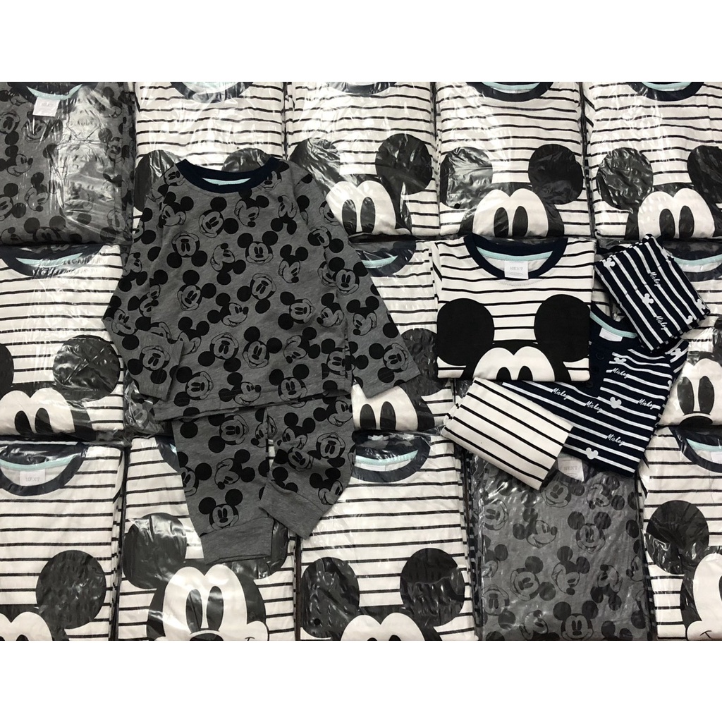 Đồ bộ dài tay thu đông cho bé trai - Set 3 bộ cotton dài tay Mickey Next cho bé trai size 2-8t