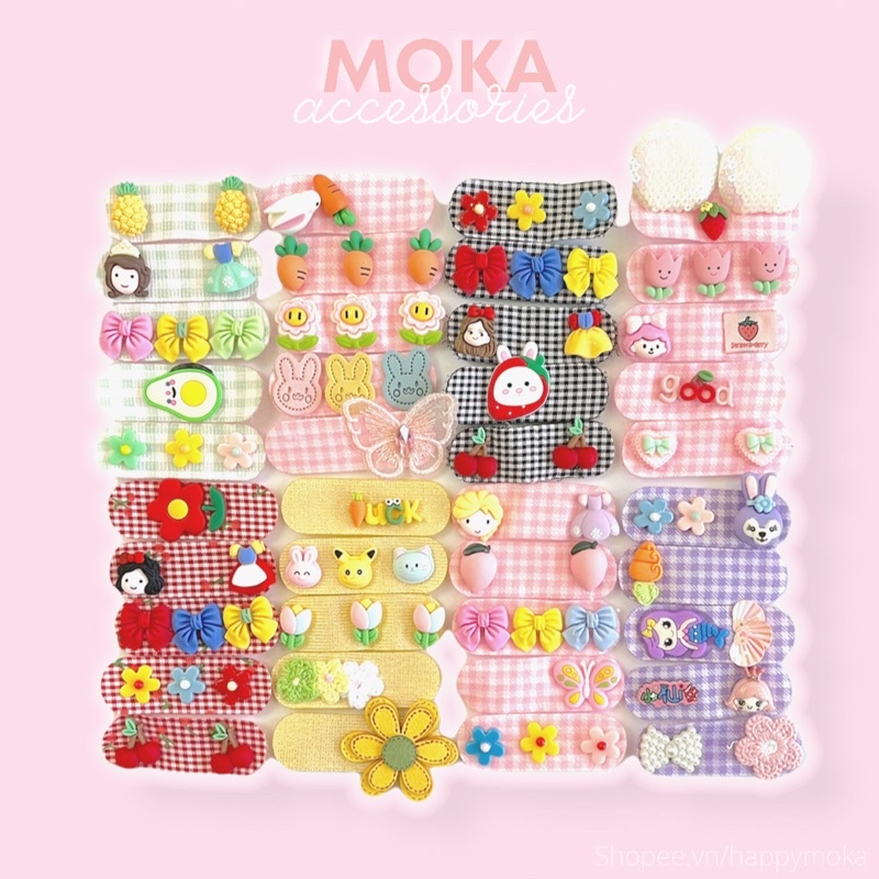 Set 2 miếng dán tóc ngắn gắn charm hoạt hình Moka (Ảnh thật shop tự chụp)