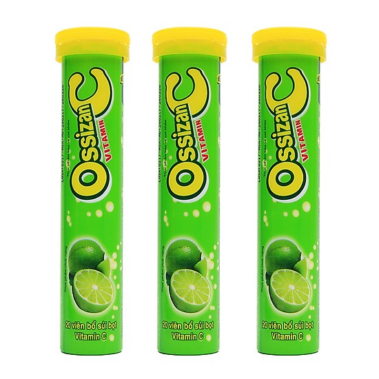 Viên sủi vitamin c Ossizan C tăng sức đề kháng cho bé nâng cao hệ miễn dịch thơm ngon rễ uống Tub 20 Viên