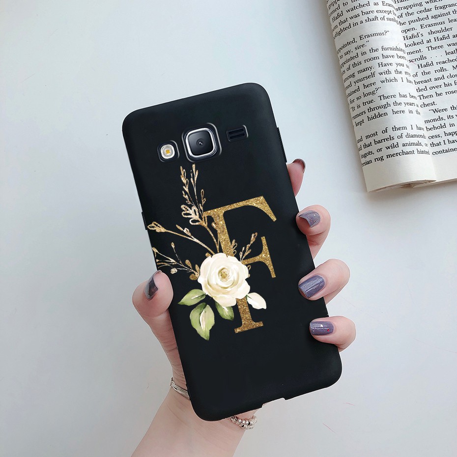 Samsung Galaxy J7 (2015) J700F J700M J700H Phone Case Black Matte Cute Letters Soft Cover Shockproof Casing Cases