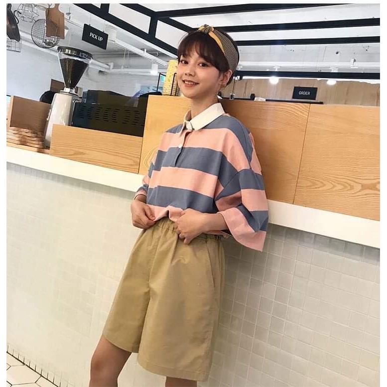 áo polo kẻ hồng