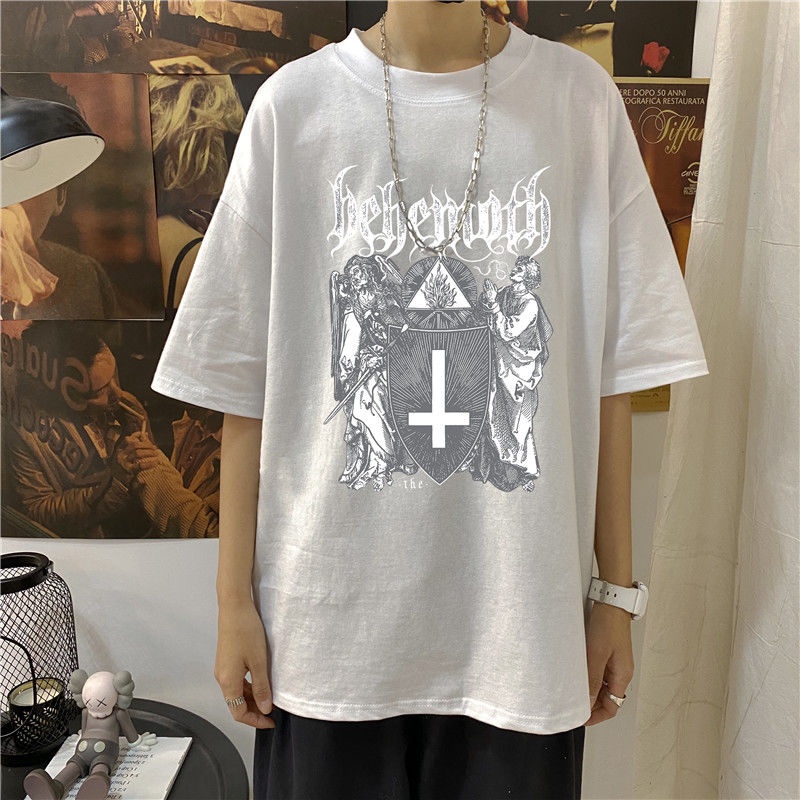 Áo thun tay lỡ Unisex dark goth áo phông form rộng áo đôi
