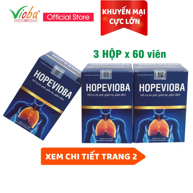 Combo 3 Hộp viên nang mềm Hopevioba hỗ trợ ôn phế, giảm ho, giảm đờm hộp 60 viên