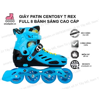Giày patin Centosy T Rex màu xanh cao cấp, full 8 bánh sáng