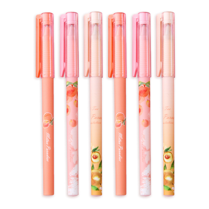 Bút Gel Mực Đen Ngòi 0.5mm Hoạ Tiết Quả Quả Đào Dễ Thương