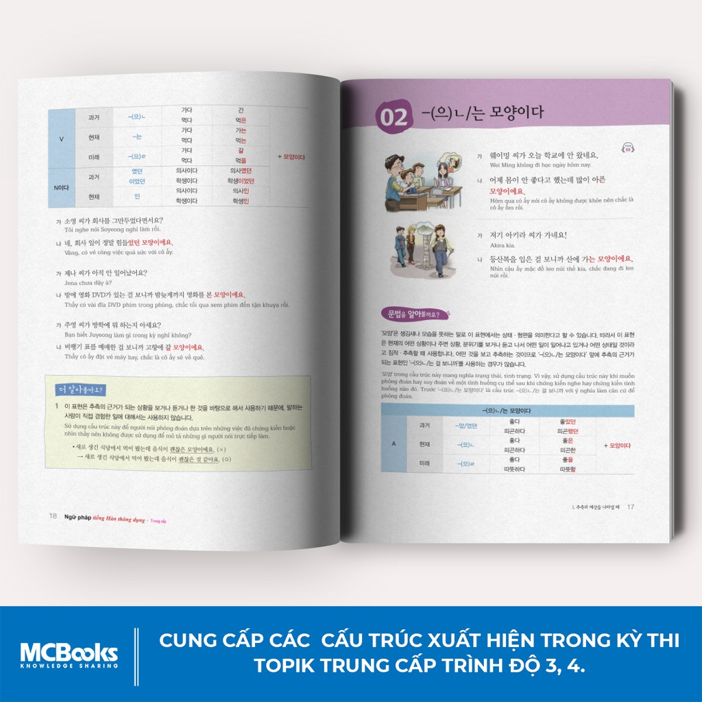 Sách - Ngữ Pháp Tiếng Hàn Thông Dụng Trình Độ Trung Cấp - Korean Grammar in use Intermediate - Học Kèm App Online  - MCB