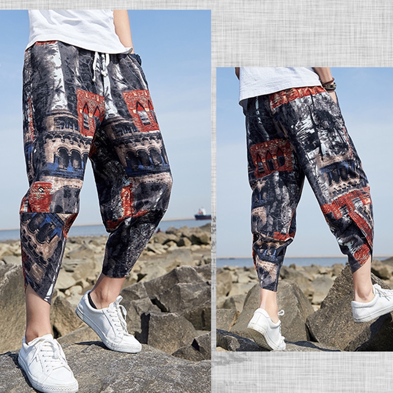 Quần ống rộng in họa tiết trẻ trung hợp thời trang cho nam | BigBuy360 - bigbuy360.vn